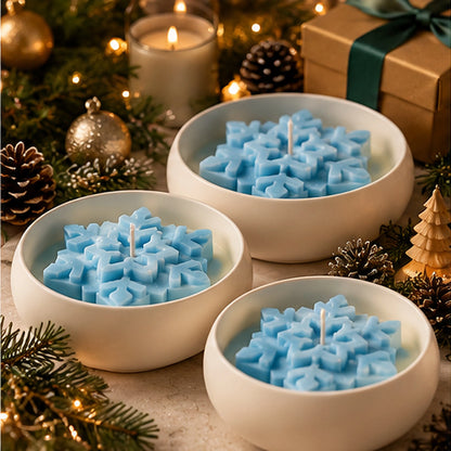Handmade Blue Snowflake Candle