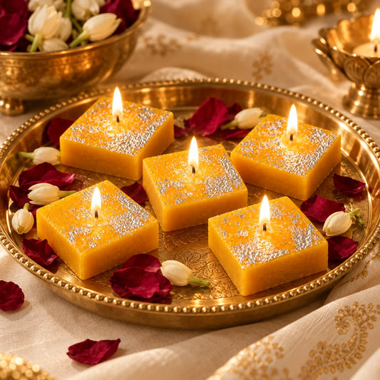 Handmade Yellow Barfi Scented Candles