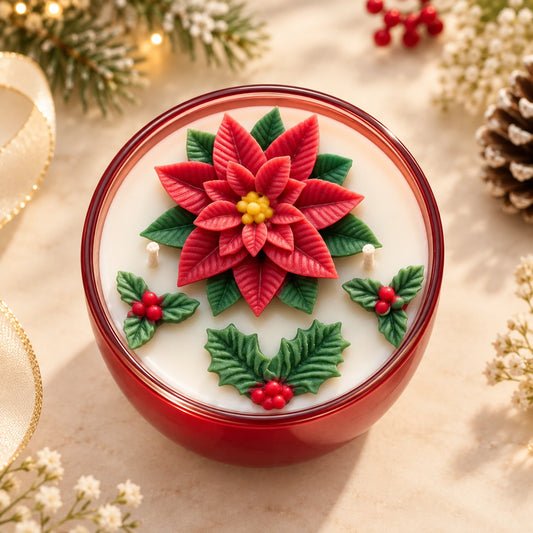 Handmade Christmas Poinsettia Candle