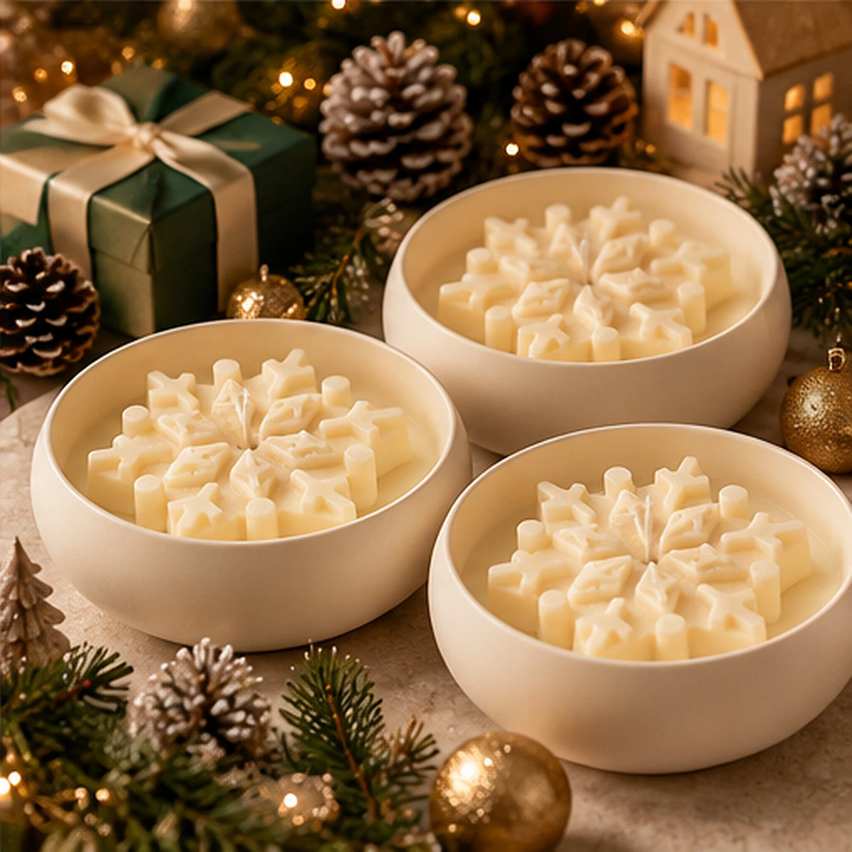 Handmade Ivory Snowflake Candle